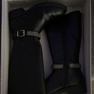 Madden Girl Black Kids Boots with Silver Accents